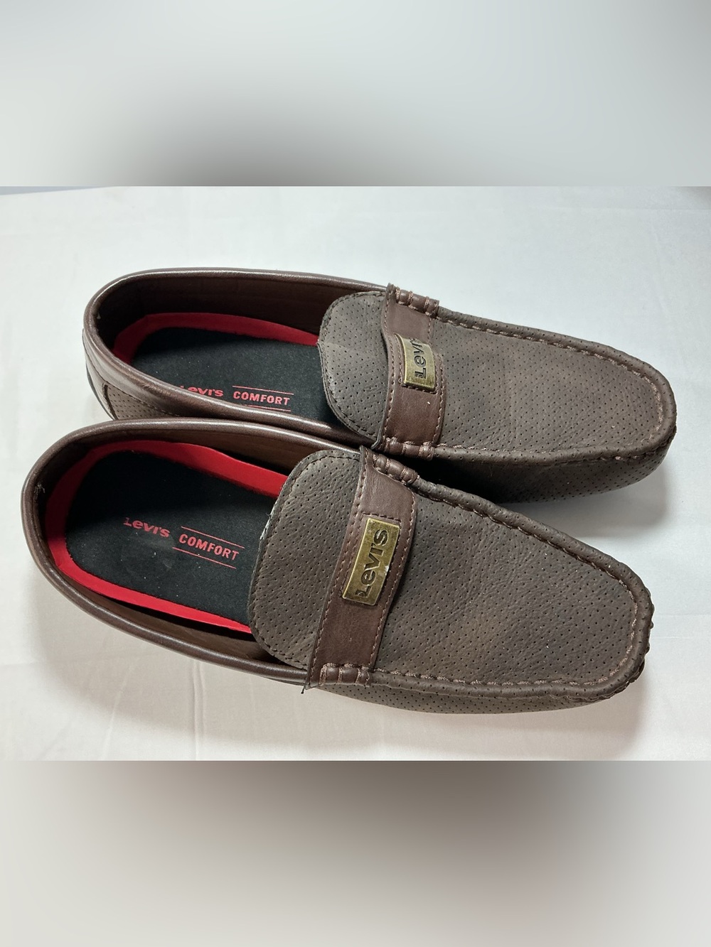 Levi's Men's Dark Brown Slip-On Loafers with Brass Logo